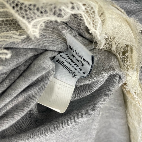 DVF VNeck Long Sleeve Top Gray + Ivory Lace Trim S - Picture 9 of 9